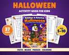 Holidays in America: Halloween Activity Book for Kids, Ages 5-10 (37-Page Printable PDF)