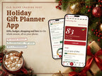 Holiday Command Center gift planner and budget tracker app on a phone