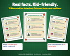 Illustrated Christmas fun fact pages from the printable activity book