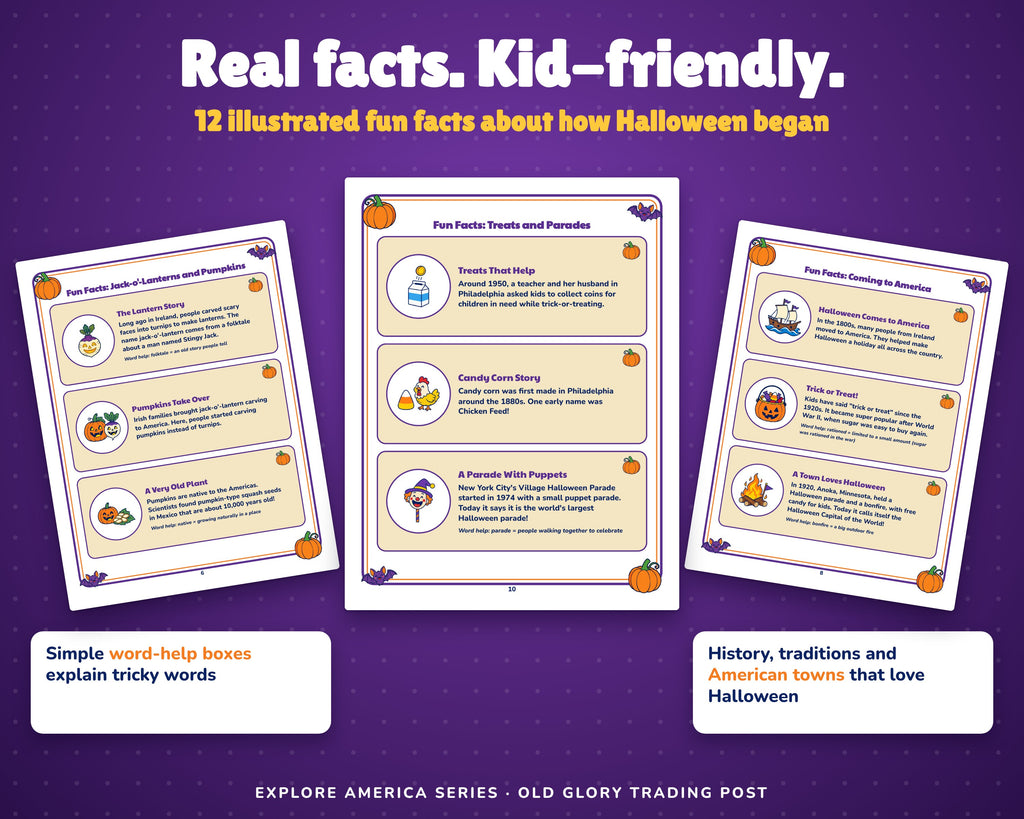 Holidays in America: Halloween Activity Book for Kids, Ages 5-10 (37-Page Printable PDF)