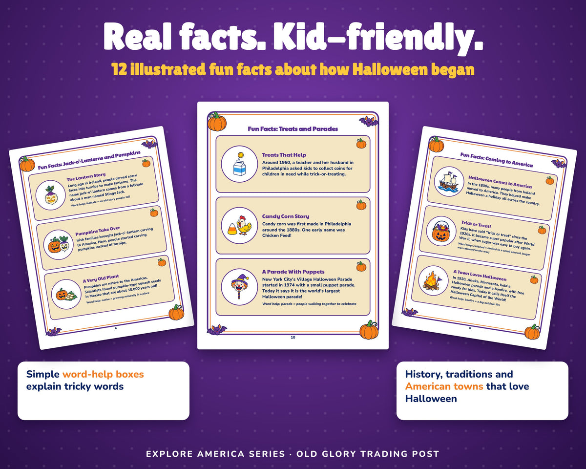 Holidays in America: Halloween Activity Book for Kids, Ages 5-10 (37-Page Printable PDF)
