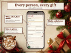 Adding a gift with price, store and status in the Holiday Command Center