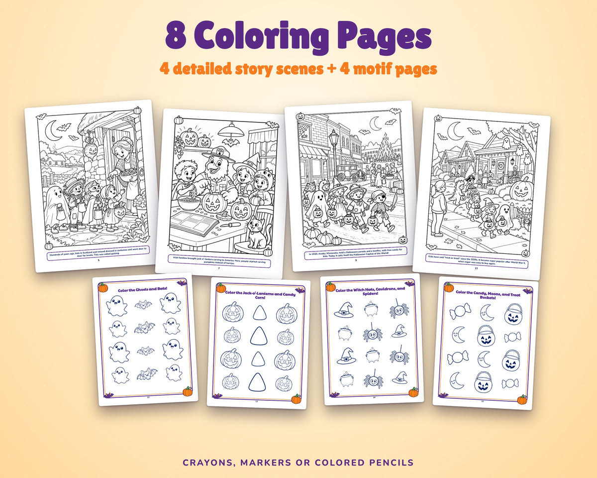 Holidays in America: Halloween Activity Book for Kids, Ages 5-10 (37-Page Printable PDF)