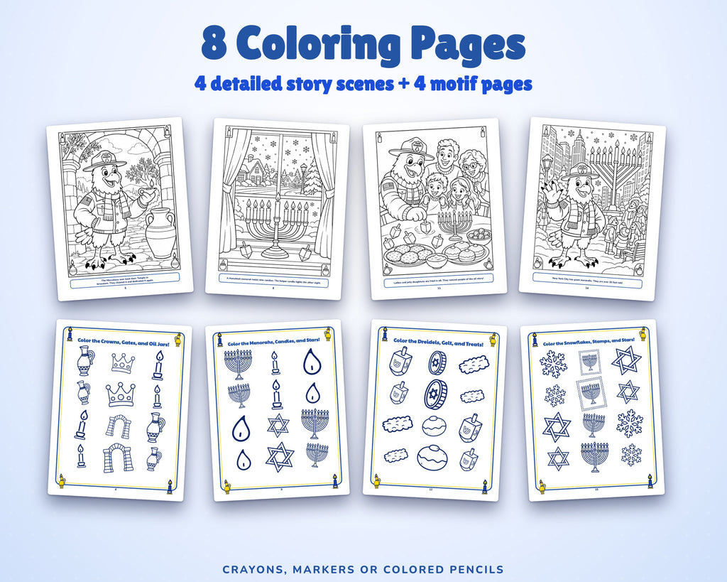 Hanukkah coloring pages from the printable activity book