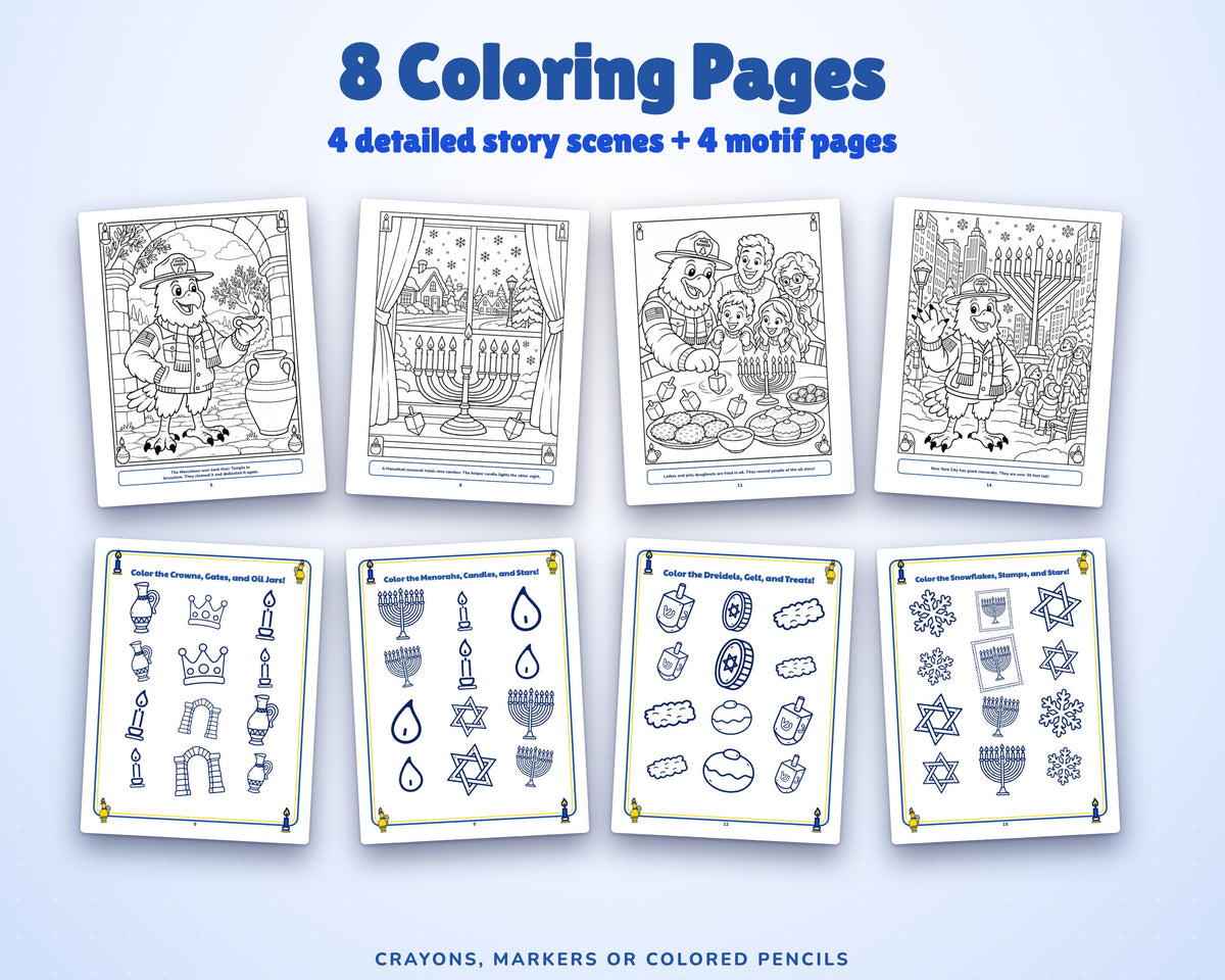 Hanukkah coloring pages from the printable activity book
