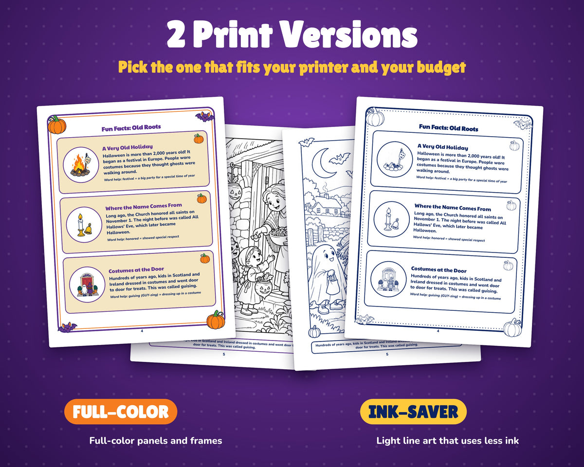 Holidays in America: Halloween Activity Book for Kids, Ages 5-10 (37-Page Printable PDF)