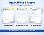 Draw-and-write creative pages from the Hanukkah activity book