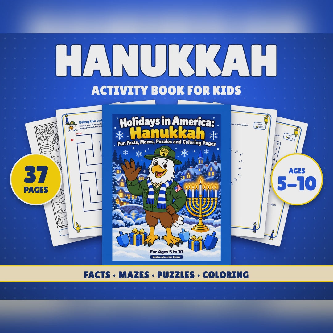 Hanukkah Activity Book for Kids Ages 5-10 | 37-Page Printable PDF